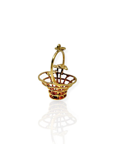 14k Gold Basket of Flowers Charm