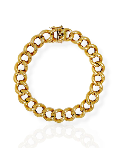 18k Gold Puffy Curb Chain Bracelet (8