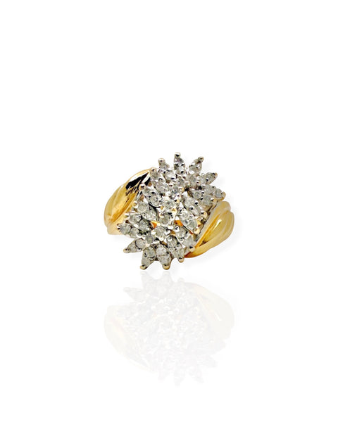 14k Gold Diamond Cluster Ring (5.75)