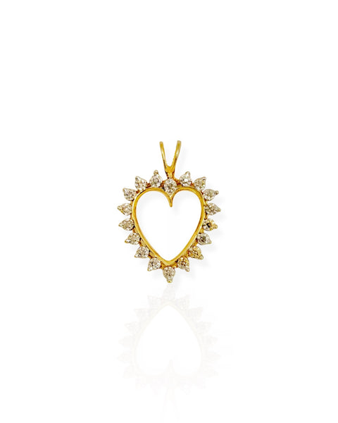 14k Gold Diamond Heart Charm