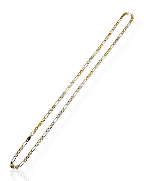 18k Gold Figaro Chain Necklace (17.625