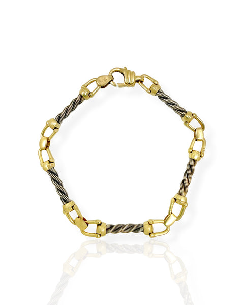 14k Yellow and White Gold Bar Bracelet (7.375