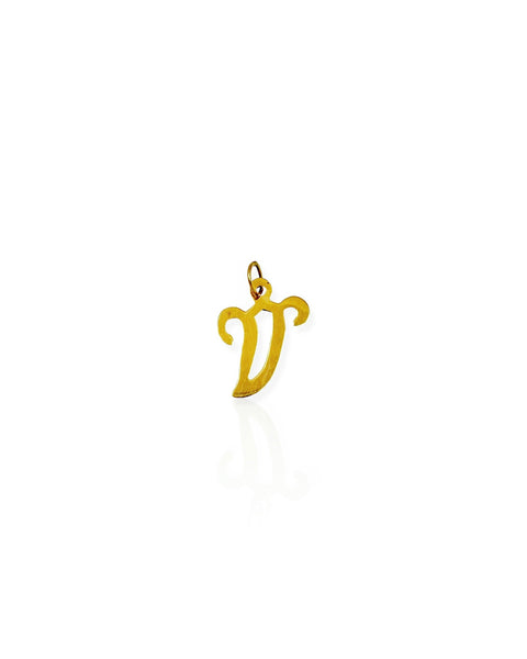 14k Gold Letter V Charm