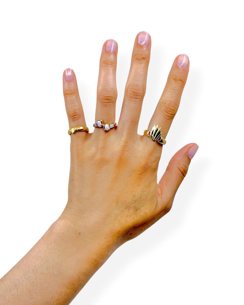 14k Gold Abstract Feather Ring (7.75)