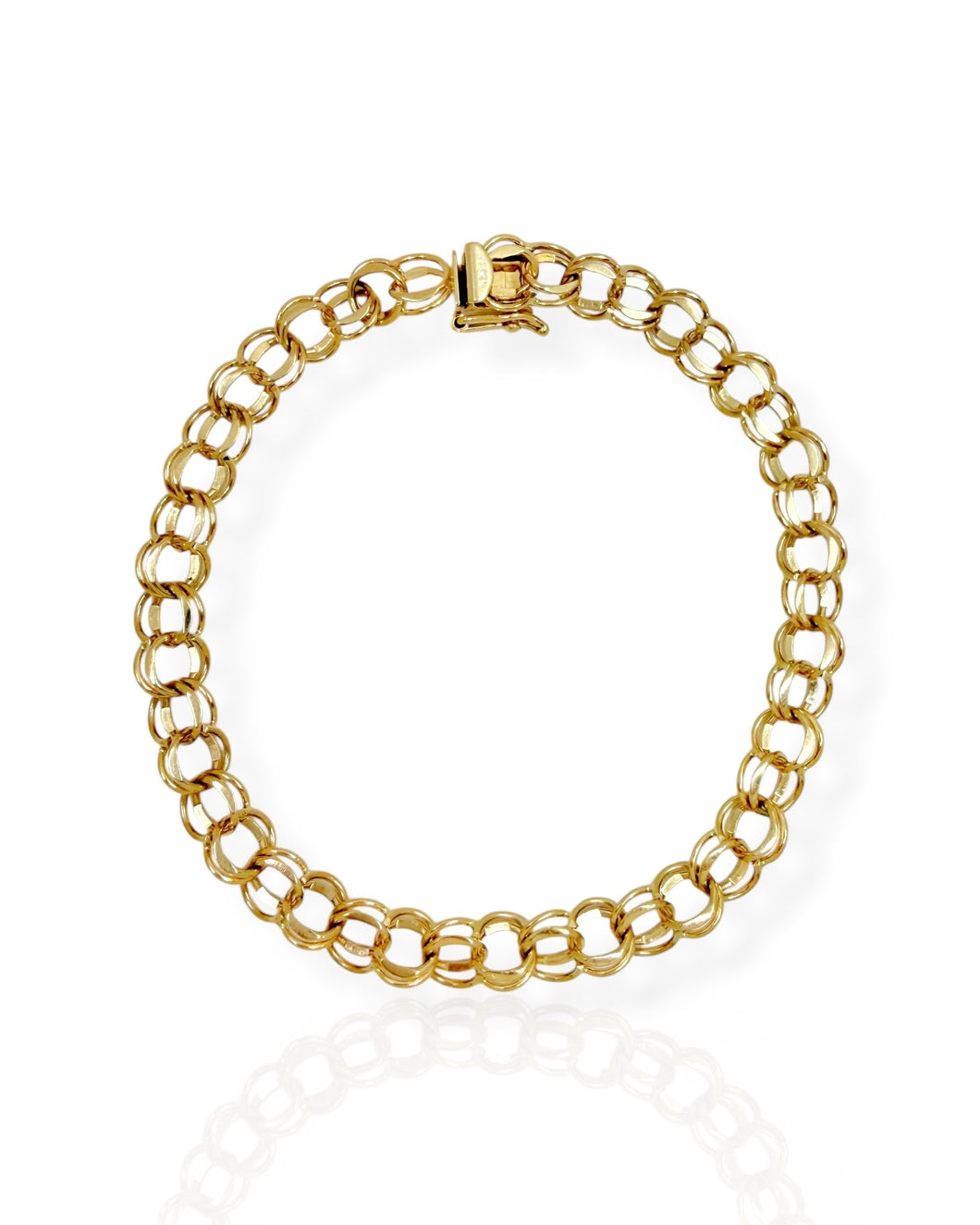 14k Gold Double Ring Bracelet (7.25