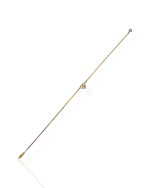 14k Gold Diamond Heart Bracelet/Anklet (9.25