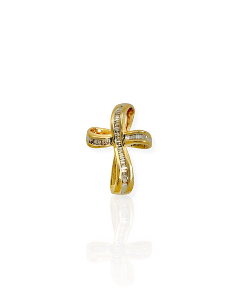 14k Gold Diamond Cross Charm