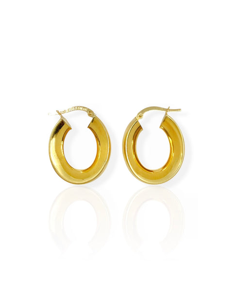 18k Gold Puffy Oval Hoop Earrings