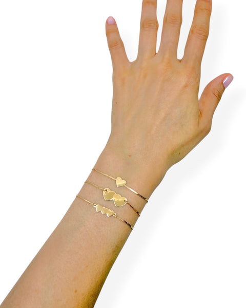 14k Gold Triple Heart Bracelet/Anklet (9.1875")