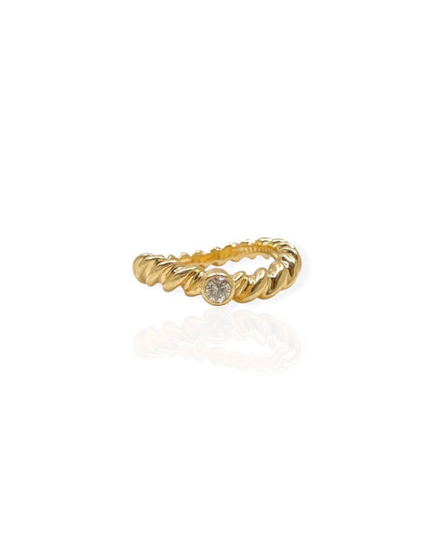 14k Gold Diamond Twist Ring (5.5)