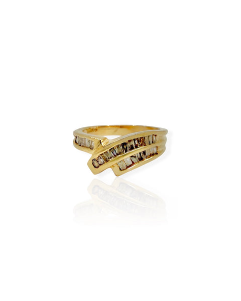 14k Gold Diamond Crossover Ring (6.25)