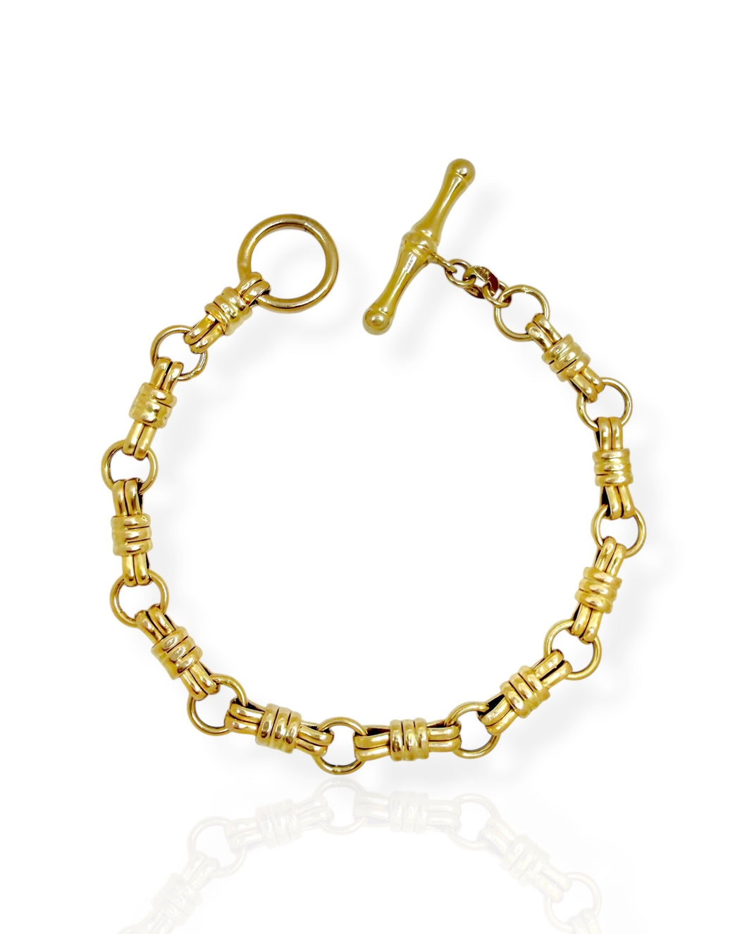 14k Gold Fancy Link Toggle Bracelet (7.75