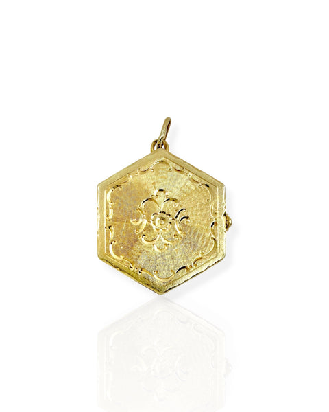 14k Gold Hexagon Locket Charm