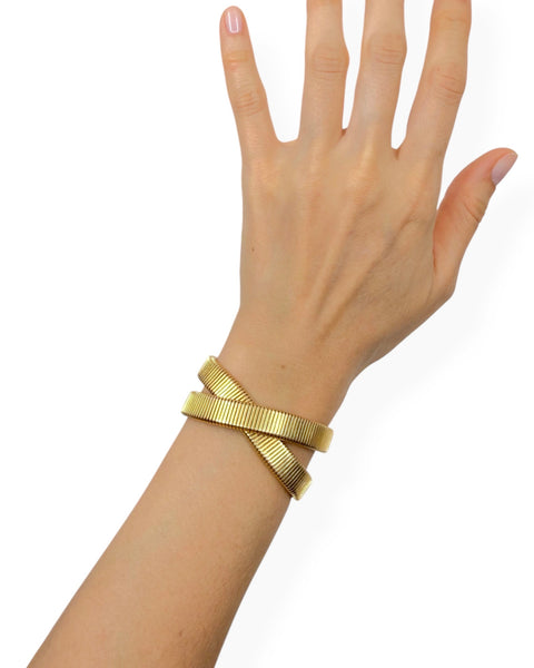 18k Gold Tubogas Choker Necklace/Double Wrap Bracelet (13.5")