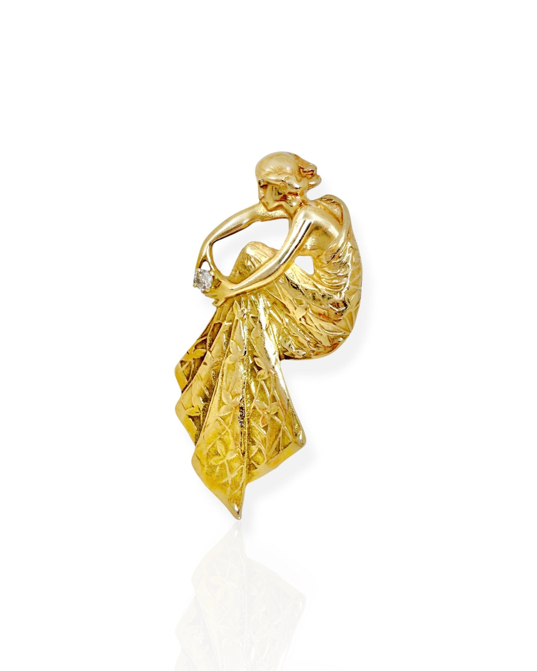 14k Gold Art Noveau Style Woman Charm