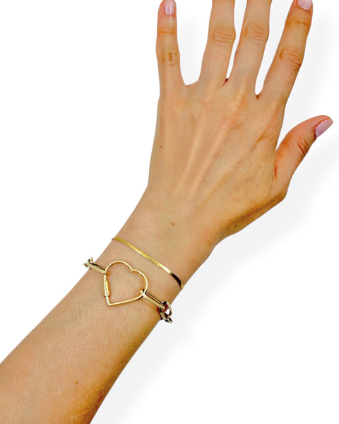 14k Gold Herringbone Chain Bracelet (6")