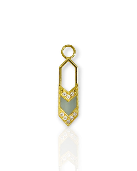 18k Gold Elongated Hexagon Charm