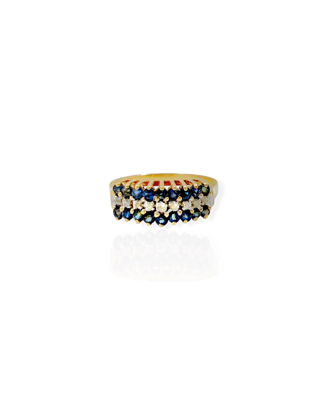 10k Gold Sapphire and Diamond Tiered Ring (7.75)