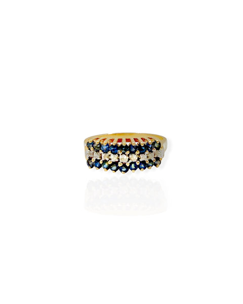 10k Gold Sapphire and Diamond Tiered Ring (7.75)