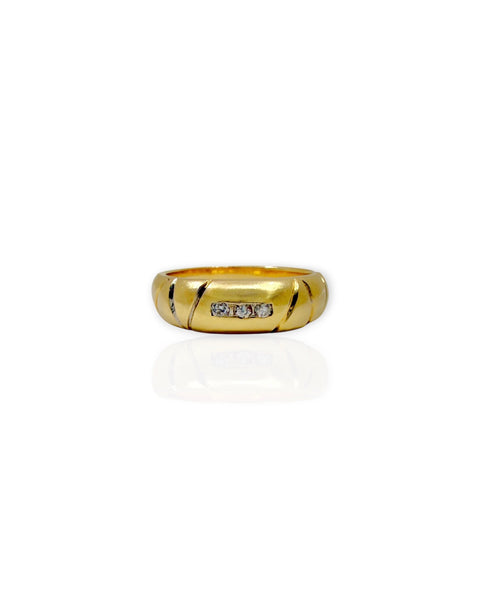 14k Gold Diamond Quilted Ring (5.75)