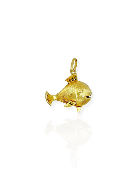 14k Gold Happy Fish Charm
