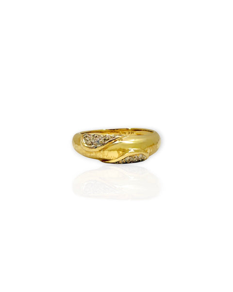 14k Gold and Diamond Wave Ring (5.75)