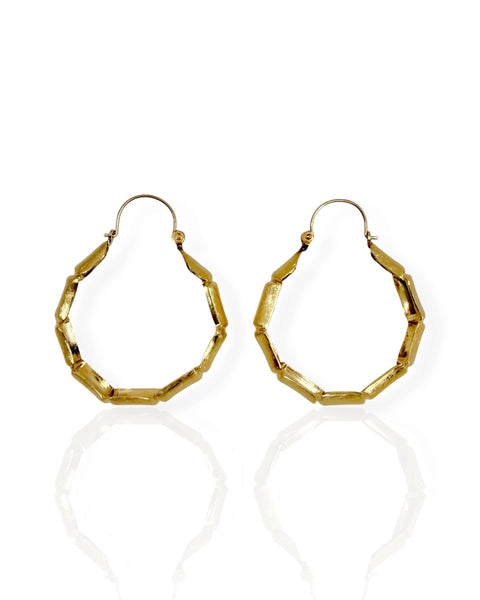 14k Gold Bamboo Hoop Earrings