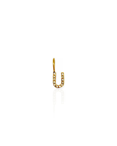 14k Gold Diamond Letter U Charm