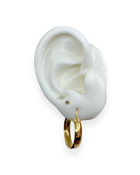 18k Gold Star Hoop Earrings