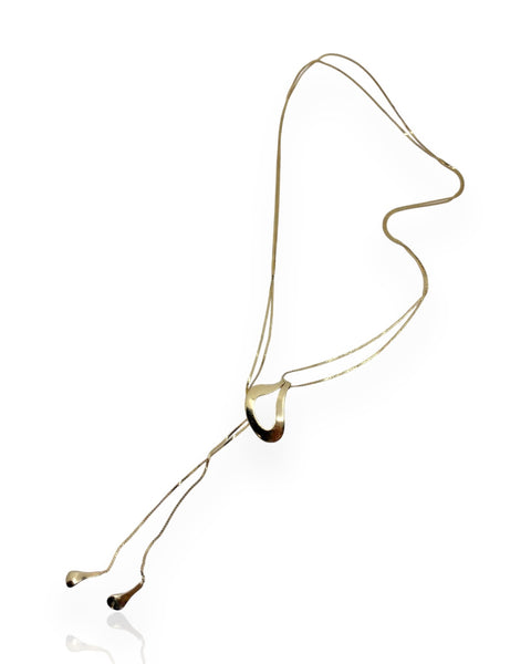 14k Gold Serpentine Chain Lariat Necklace (adjustable)