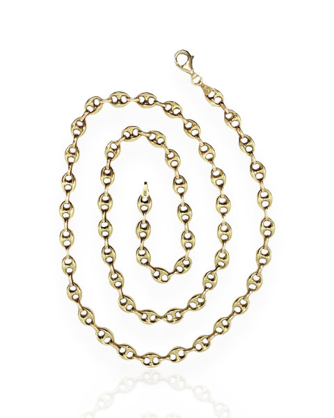 10k Gold Puffy Mariner Chain Necklace (26.5