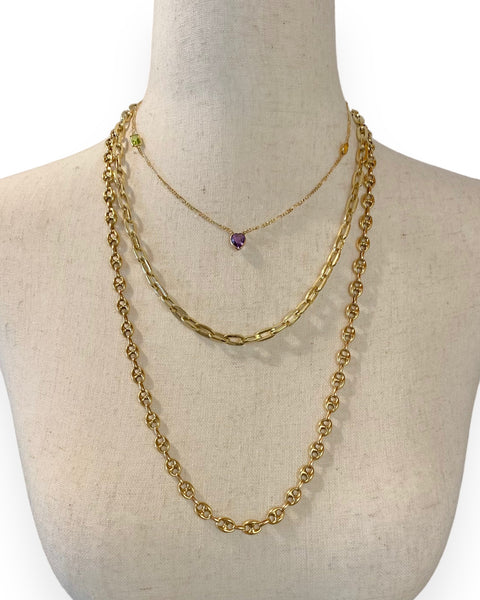 10k Gold Puffy Mariner Chain Necklace (26.5")
