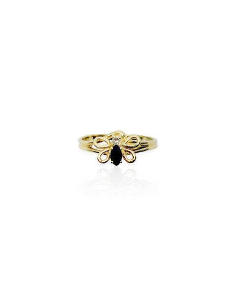 14k Gold Gemstone Butterfly Ring (5.25)
