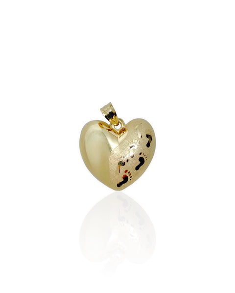 14k Gold Footprints in the Sand Heart Charm