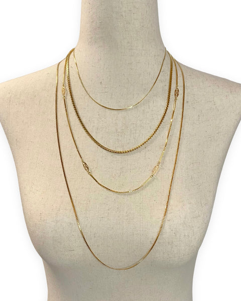 18k Gold Mixed Chain Necklace (24")