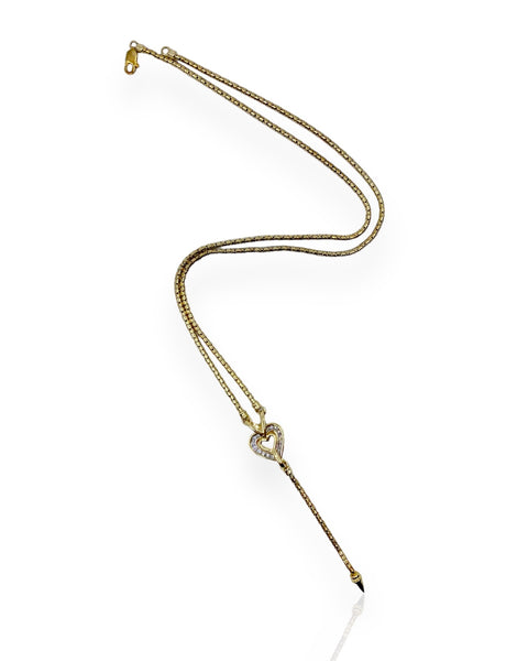 14k Gold Diamond Heart Lariat Necklace (17.75