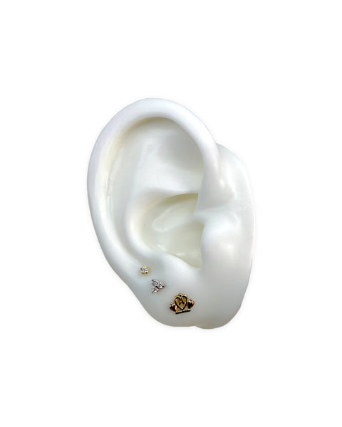 14k Gold Crown Stud Earring