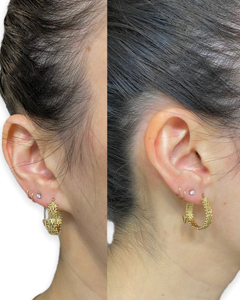 14k Gold Fancy Link Hoop Earrings