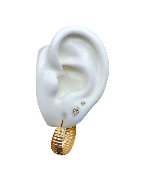 18k Gold Shrimp Drop Hoop Earrings