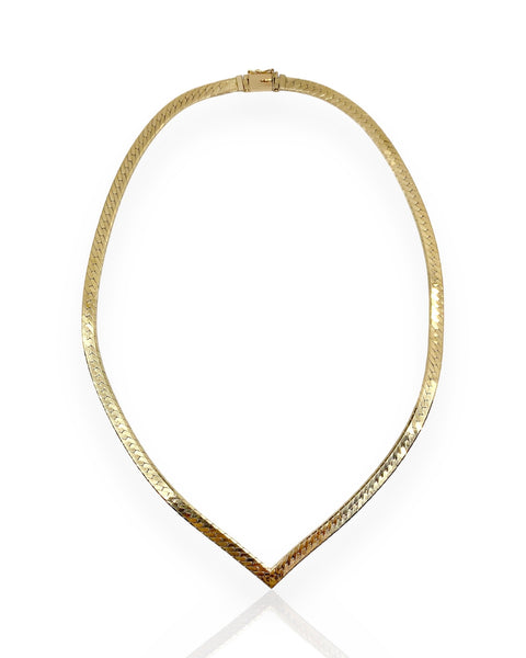 14k Gold V Herringbone Chain Necklace (16.25