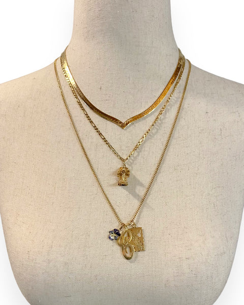 14k Gold V Herringbone Chain Necklace (16.25")