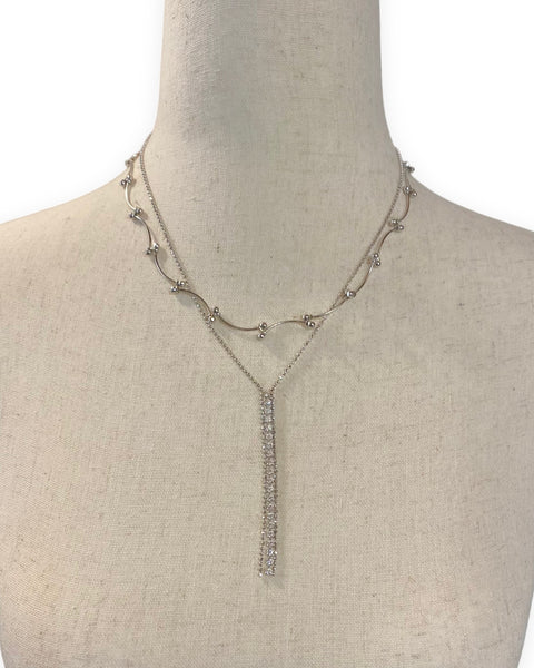 18k White Gold Diamond Tassel Necklace (17.5")