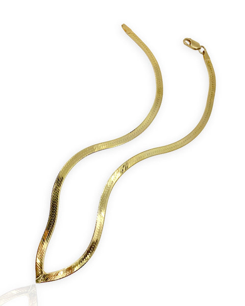 14k Gold V Herringbone Chain Necklace (16.375