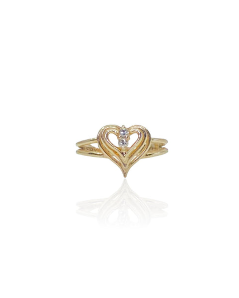 14k Gold Triple Heart Ring (6.25)