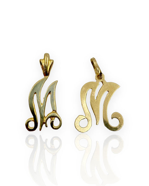 14k Gold Letter M Charms