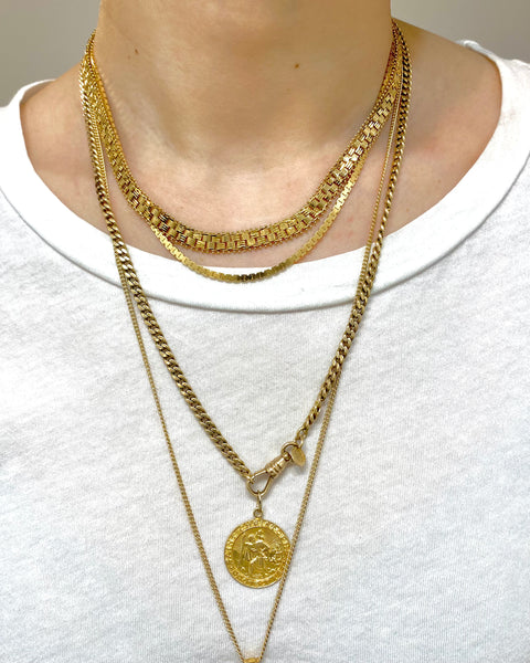 14k Gold Fancy Brick Chain Necklace (16")