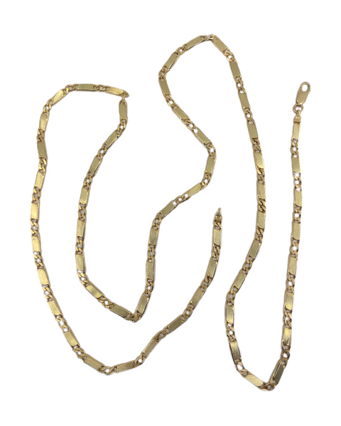 14k Gold Solid Figaro Chain Necklace (31.5
