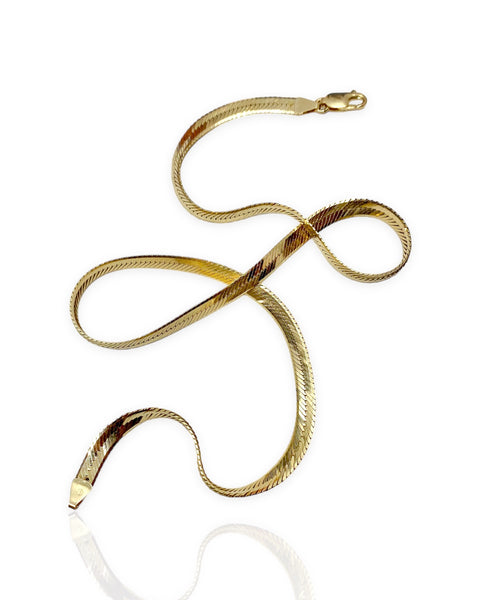 14k Gold Herringbone Necklace (18.5