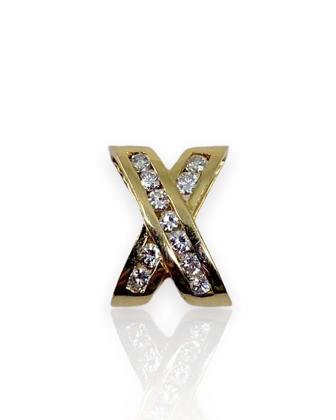 14k Gold Diamond X Slider Charm