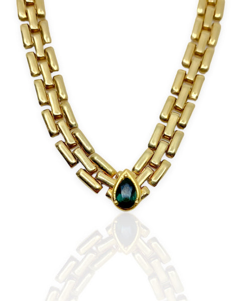 14k Gold Panther Link V-Necklace (16")